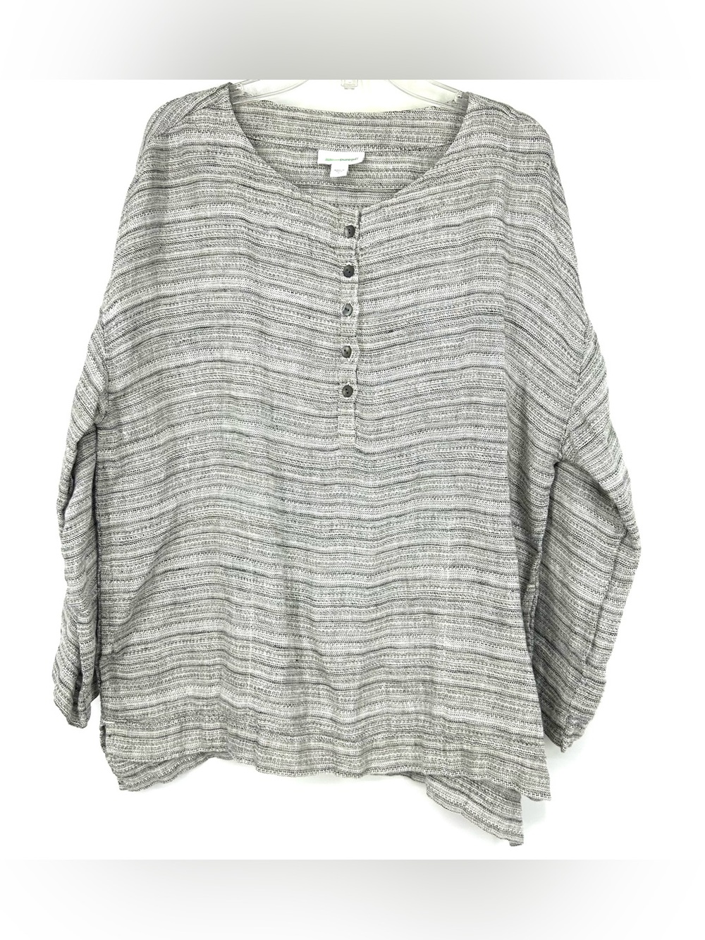 J Jill Linen Tunic Top Grey Striped